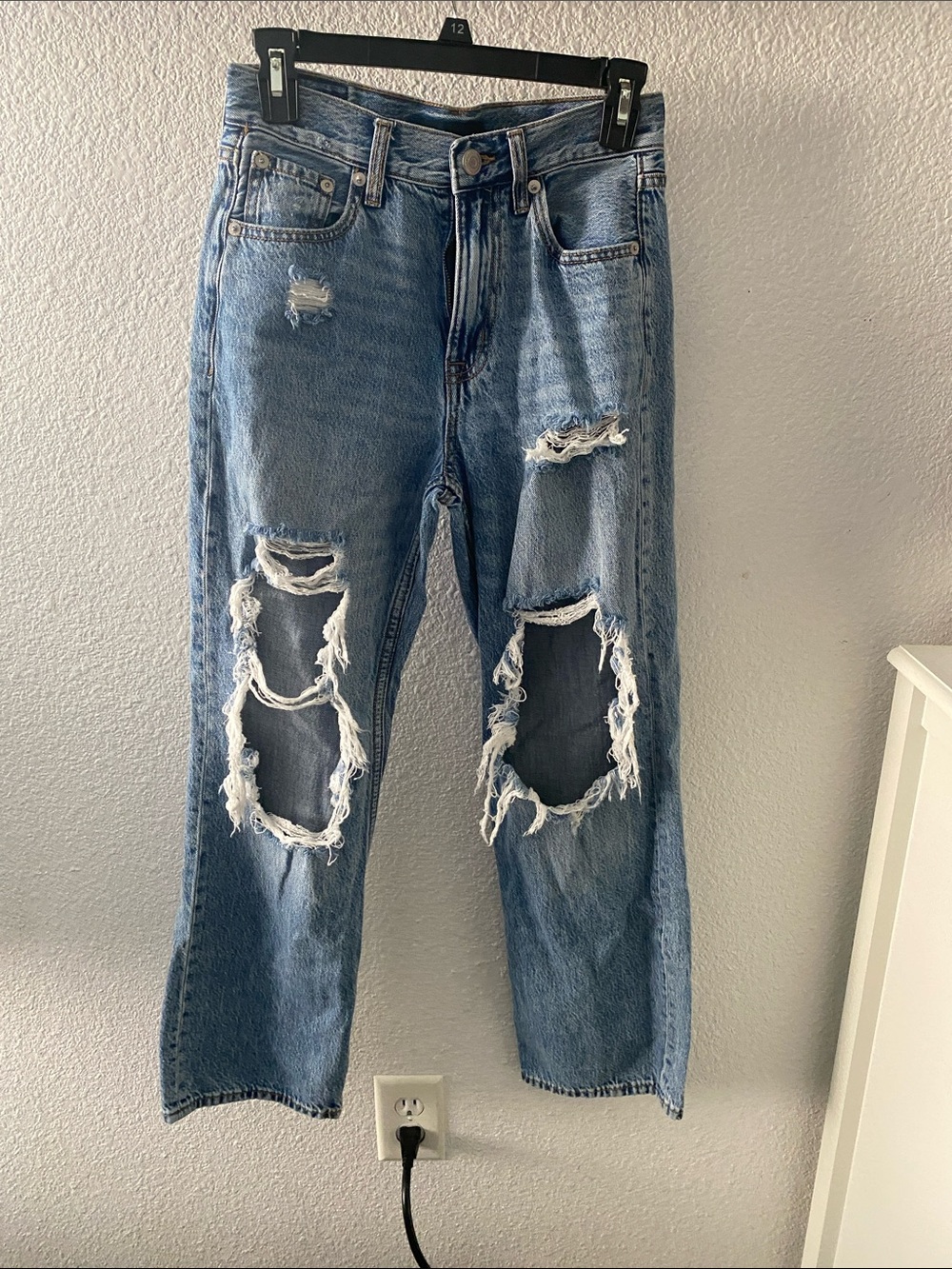Aeropostale Light Blue Straight Leg Distressed Jeans